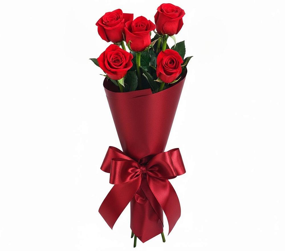 Букет 5 Красных роз Эдлесс Лав в Кировский Приморского края