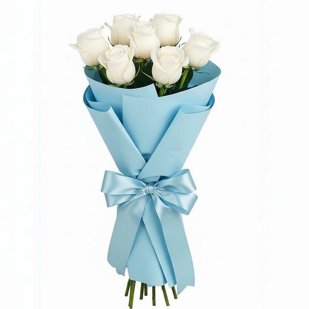 Букет 7 белых роз Проуд в Кировский Приморского края