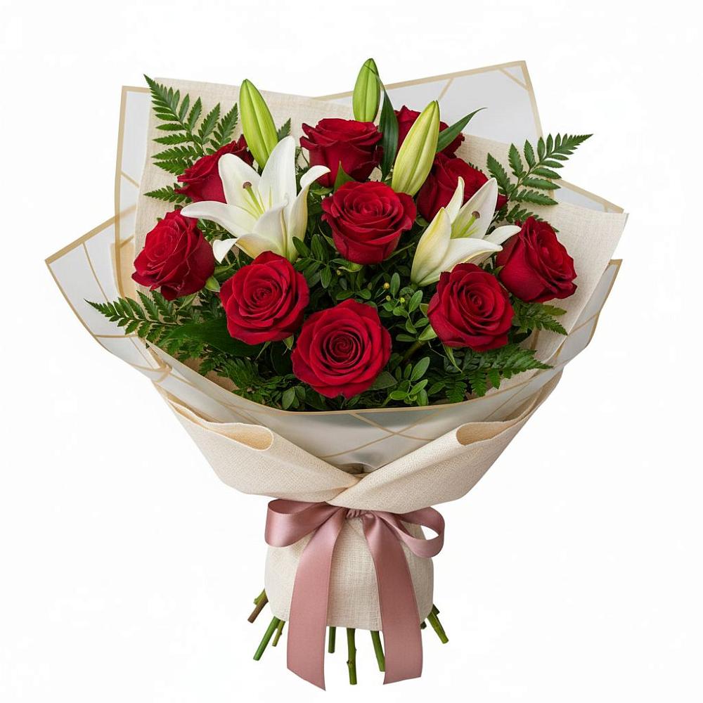 Букет цветов из: Лилии и Розы в Кировский Приморского края