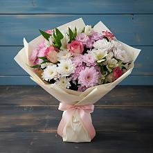 Букет цветов из:  Хризантемы, Альстромерии и Розы #REPLACE_PRED# Кировский Приморского края