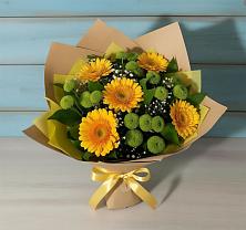 Букет цветов из:  Герберы и Хризантемы в Кировский Приморского края