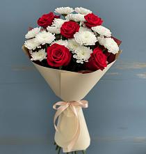 Букет цветов из:  Розы и Хризантемы в Кировский Приморского края