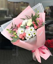 Букет цветов из:  Розы, Лизиантусы и Хризантемы #REPLACE_PRED# Кировский Приморского края