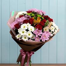 Букет цветов из:  Розы, Хризантемы и Альстромерии #REPLACE_PRED# Кировский Приморского края