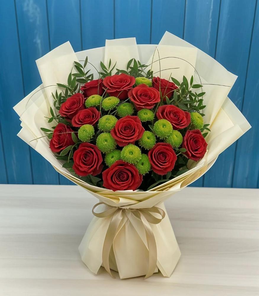 Букет цветов из: Розы и Хризантемы в Кировский Приморского края