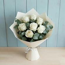 Букет Белые розы в Эвкалипте #REPLACE_PRED# Кировский Приморского края